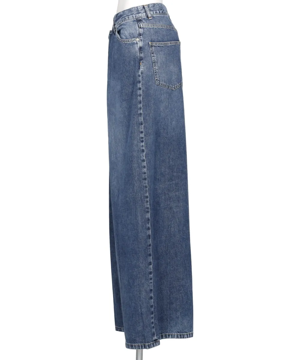 WASHED DENIM SUPER WIDE PANTS (LONG LENGTH)